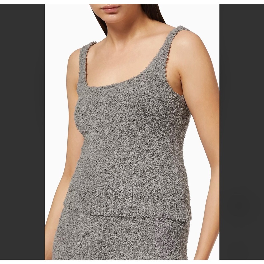 SKIMS Cozy Knit Tank Top Grey Boucle Sleeveless Scoop Neck Plus Size 4X/5X NEW
